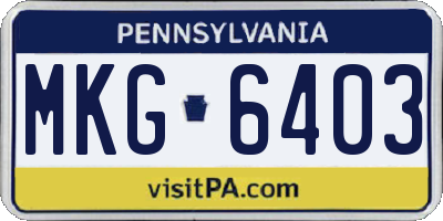 PA license plate MKG6403