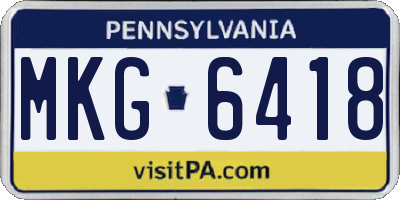 PA license plate MKG6418