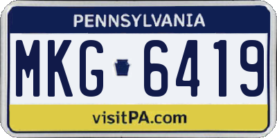 PA license plate MKG6419