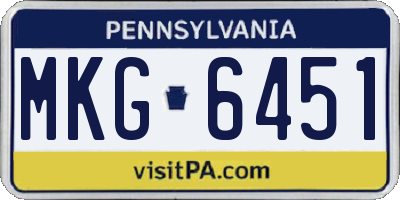 PA license plate MKG6451