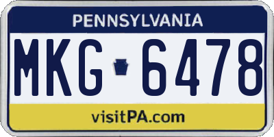 PA license plate MKG6478