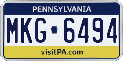 PA license plate MKG6494