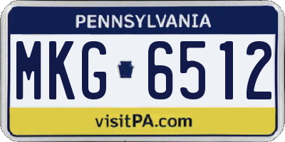 PA license plate MKG6512