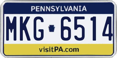 PA license plate MKG6514