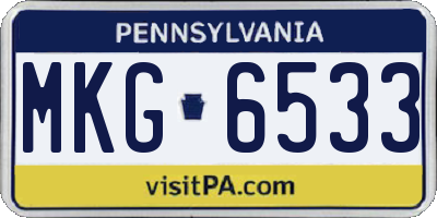 PA license plate MKG6533