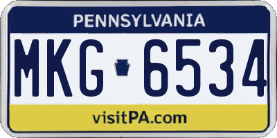PA license plate MKG6534