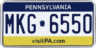 PA license plate MKG6550