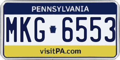 PA license plate MKG6553