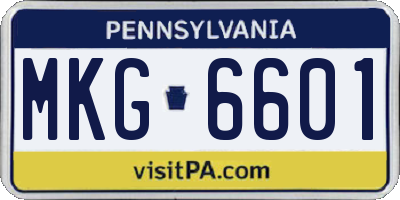 PA license plate MKG6601