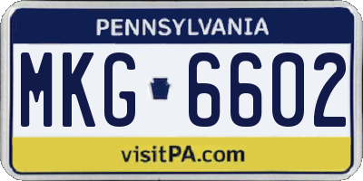 PA license plate MKG6602