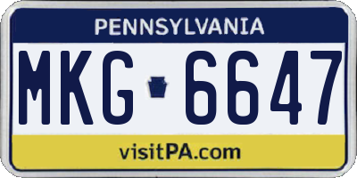 PA license plate MKG6647