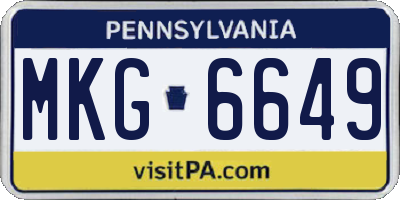 PA license plate MKG6649