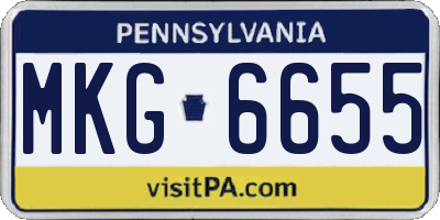 PA license plate MKG6655