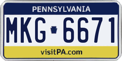 PA license plate MKG6671