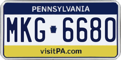 PA license plate MKG6680