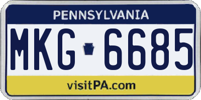 PA license plate MKG6685