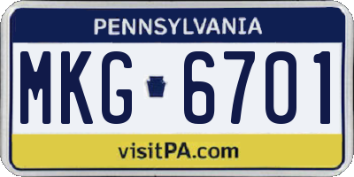 PA license plate MKG6701