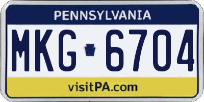 PA license plate MKG6704