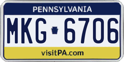 PA license plate MKG6706