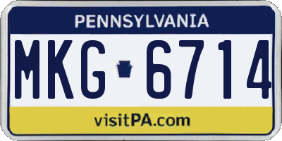 PA license plate MKG6714