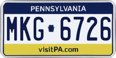 PA license plate MKG6726