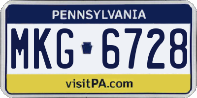 PA license plate MKG6728