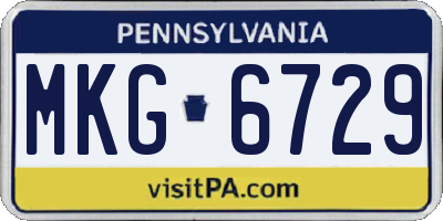 PA license plate MKG6729