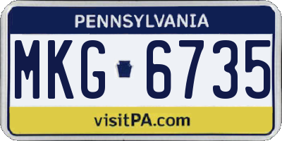 PA license plate MKG6735