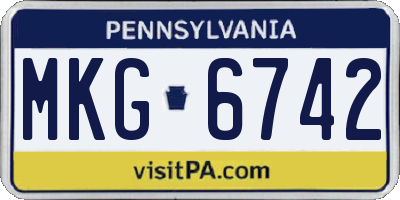 PA license plate MKG6742