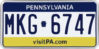 PA license plate MKG6747