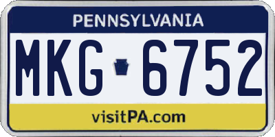PA license plate MKG6752