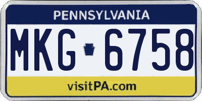 PA license plate MKG6758
