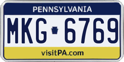 PA license plate MKG6769