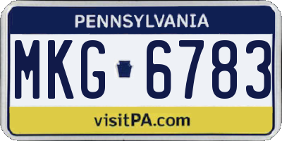 PA license plate MKG6783