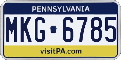 PA license plate MKG6785