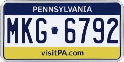 PA license plate MKG6792