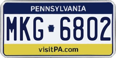PA license plate MKG6802