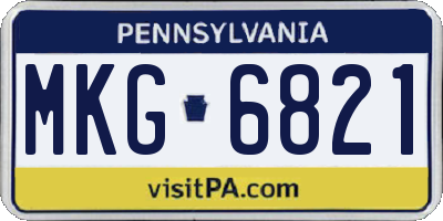 PA license plate MKG6821