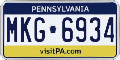 PA license plate MKG6934