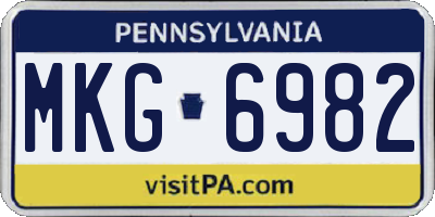 PA license plate MKG6982