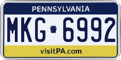 PA license plate MKG6992