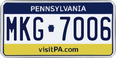PA license plate MKG7006