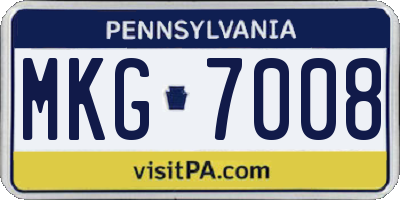 PA license plate MKG7008