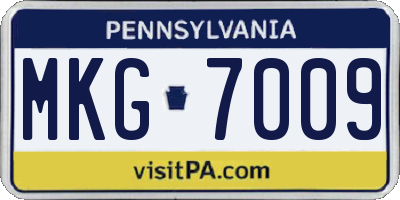 PA license plate MKG7009