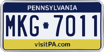 PA license plate MKG7011