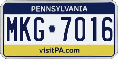 PA license plate MKG7016