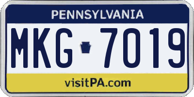PA license plate MKG7019