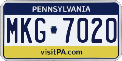 PA license plate MKG7020