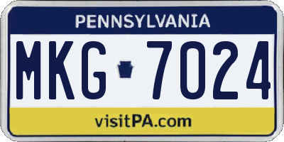 PA license plate MKG7024