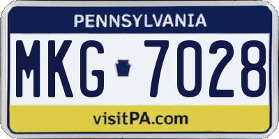 PA license plate MKG7028
